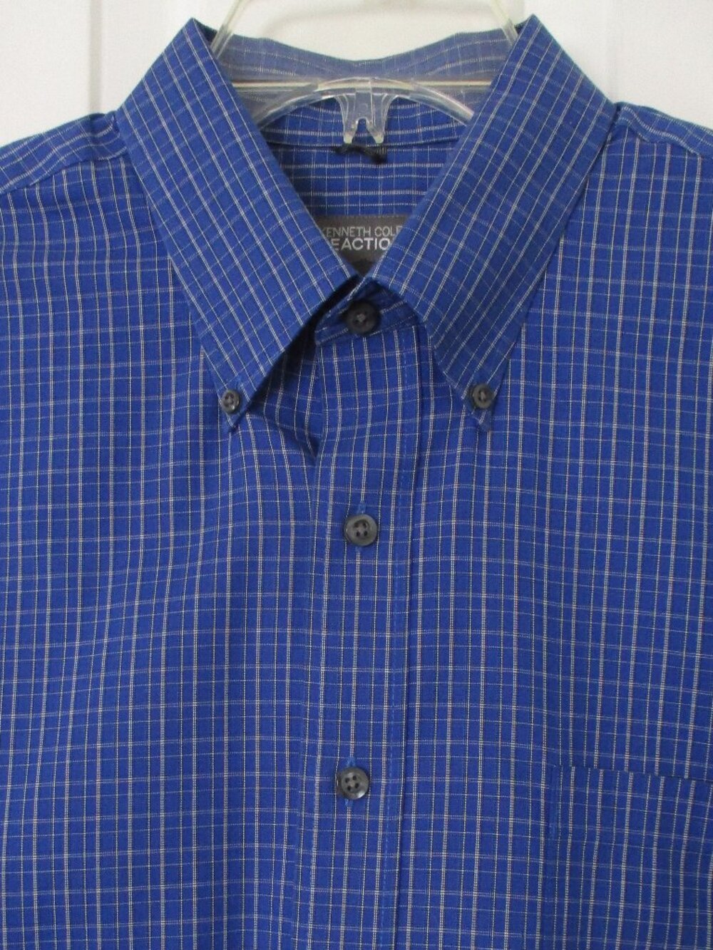 Kenneth Cole Reaction Mens L/S Royal Blue Cotton Button-down Dress Shirt NWOT- L